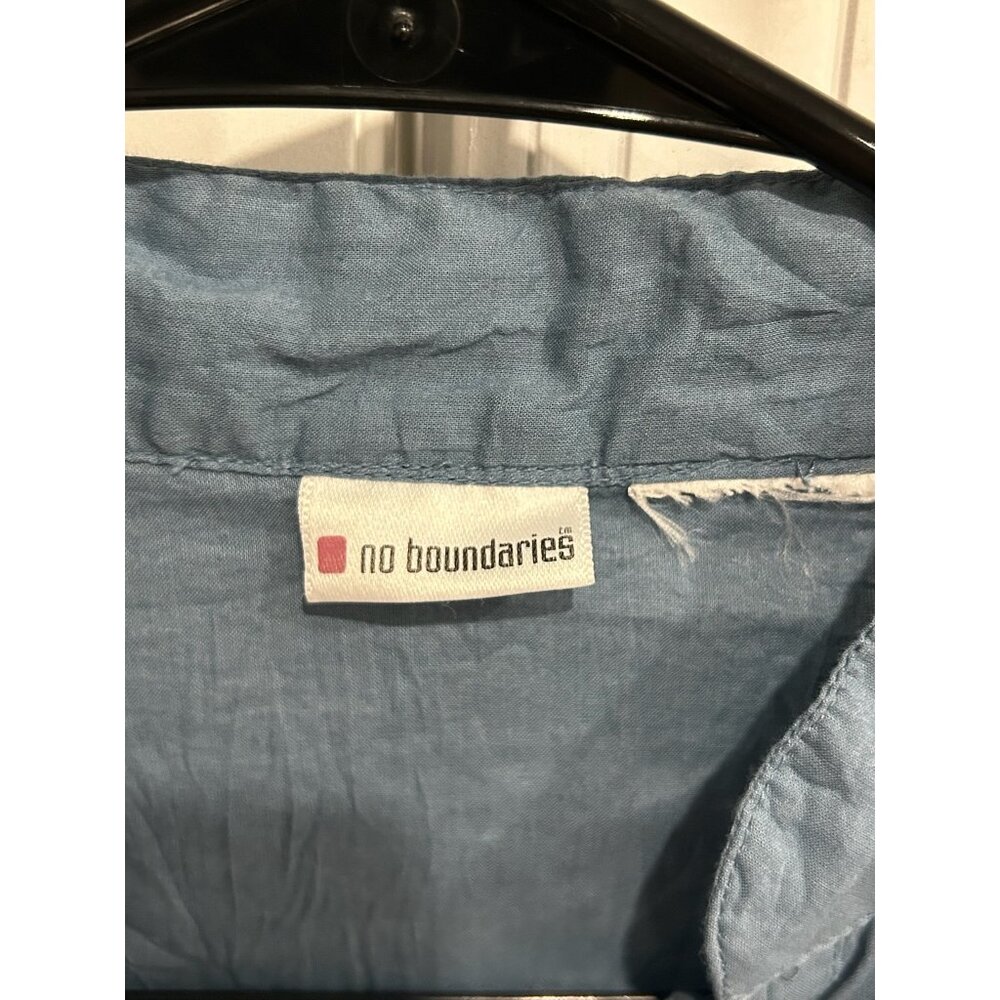 No Boundaries Button Front Ruffle Chambray Shirt … - image 6